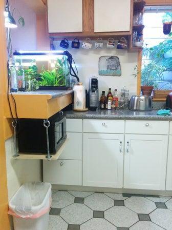 11. DIY Hanging Microwave Shelf