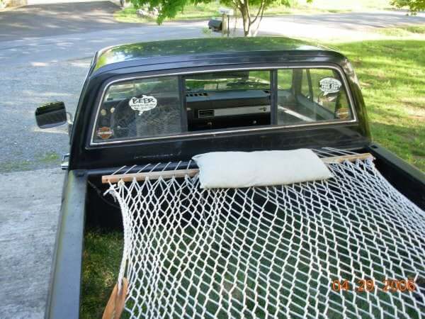 12. Install a hammock on your truck bed