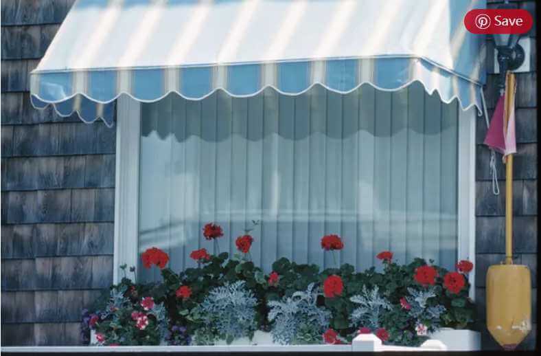 14. DIY stationery window awning using PVC pipe