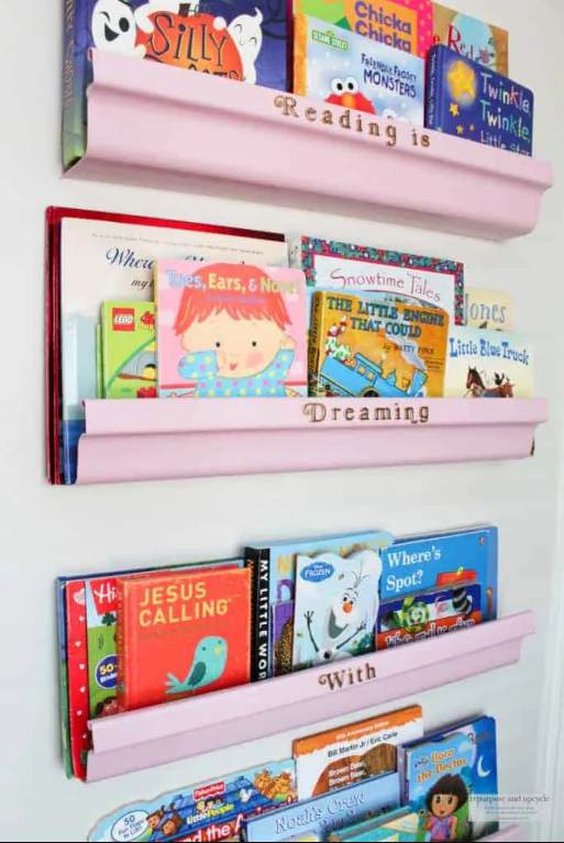 15. Rain Gutter Bookshelf