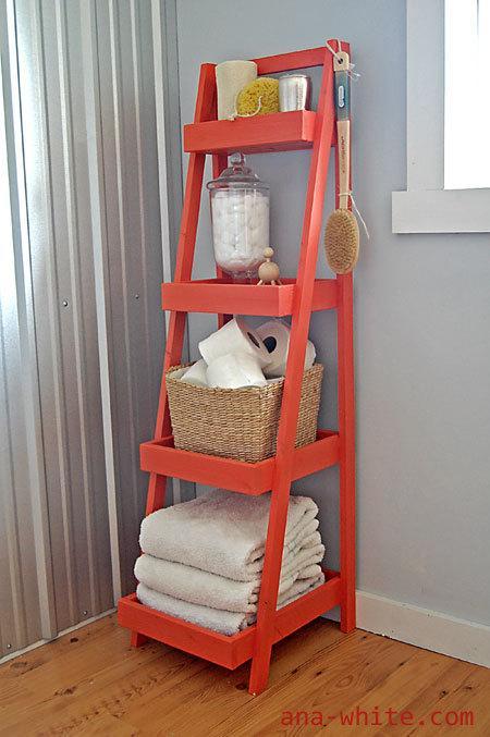 20. DIY Ladder Shelf For Bathroom