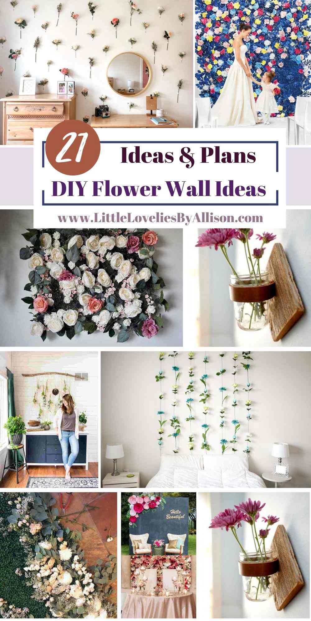 21 Self-Implementing DIY Flower Wall Ideas