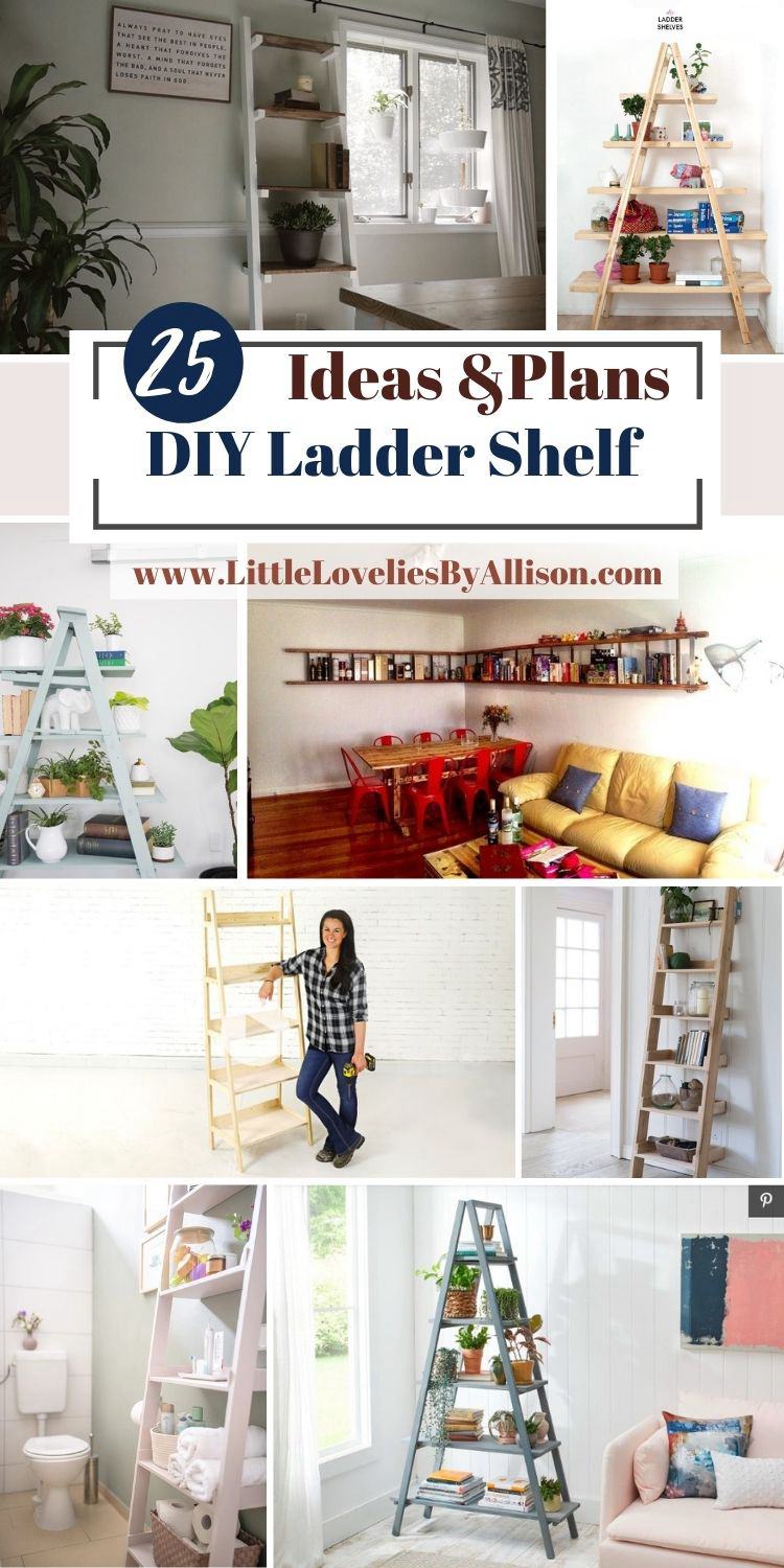 25 DIY Ladder Shelf Plans_ How To Build A Ladder Shelving