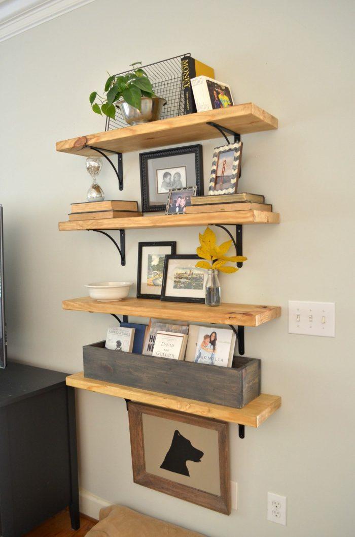 6. DIY Rustic Wood Shelves