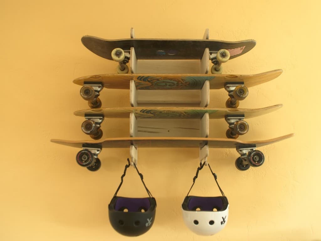 8. Wooden Skateboard Rack