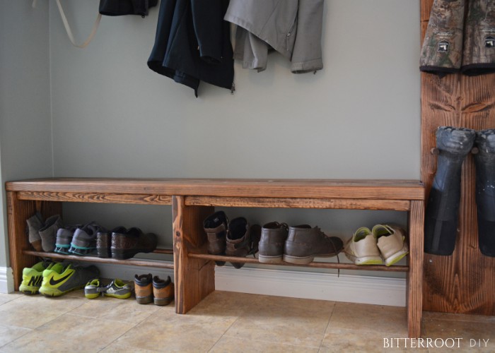 9. DIY Mudroom Bench With Shoe Storage