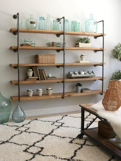 24 Diy Pipe Shelves Ideas How To Make, Steel Pipe Shelving Ideas For Kitchen