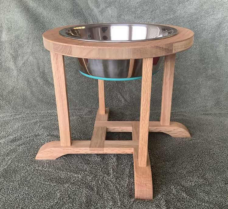 1. DIY Oak Dog Bowl Stand