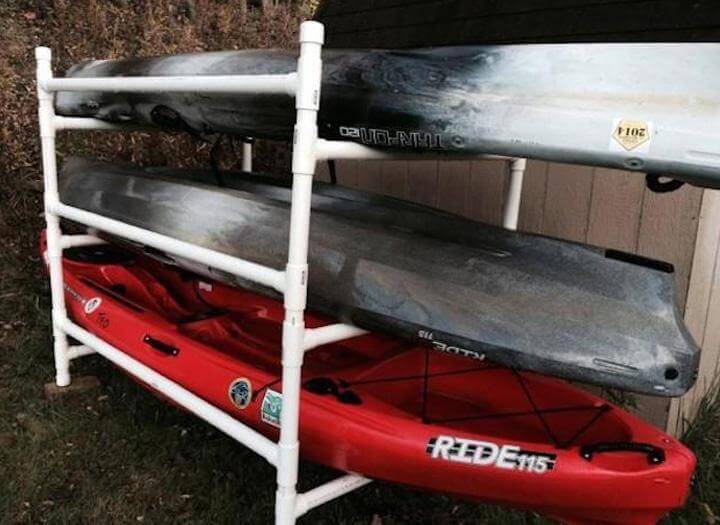 1. Simple Kayak Rack From PVC