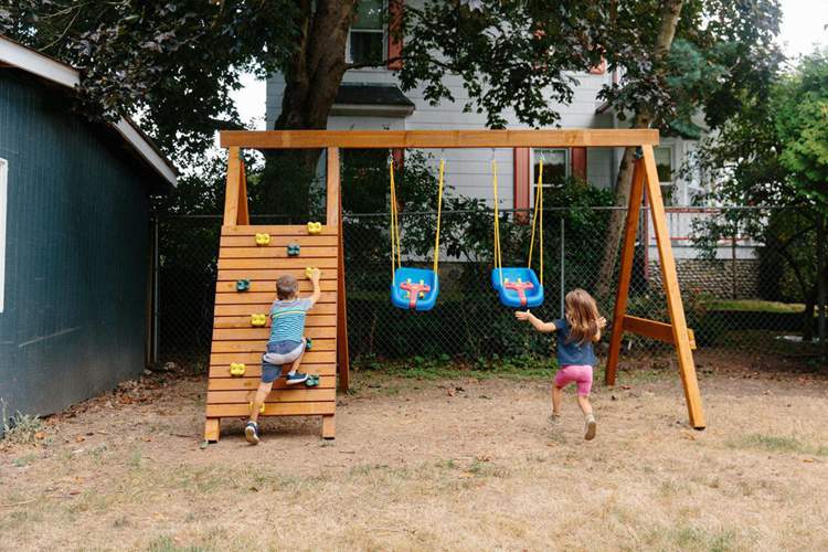 10. DIY Wooden Swing Set Frame