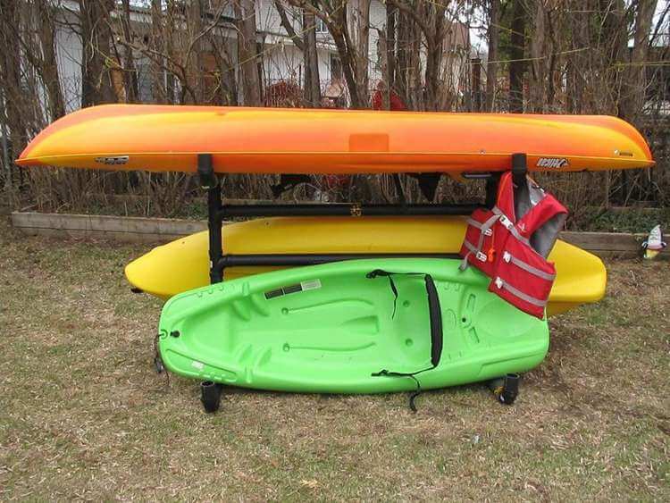 14. DIY Outdoor Kayak Storage Rack