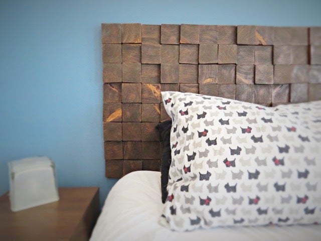 18. DIY Removable Wood Block Headboard