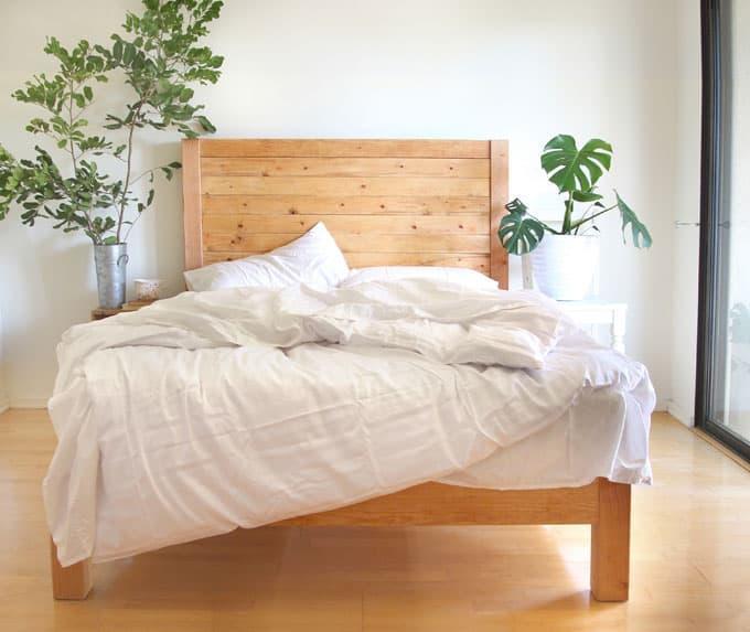 5. DIY Bed Frame And Wood Headboard