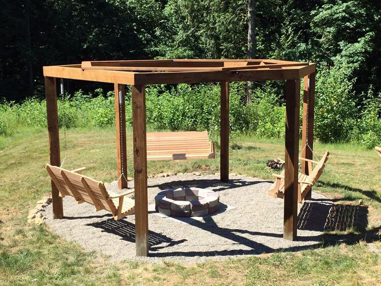 5. DIY Gazebo Fire Pit Swingset