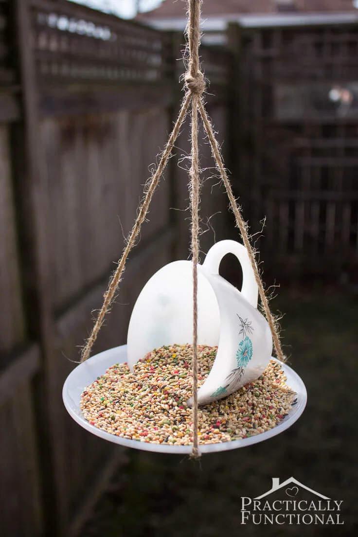 7. How To Make A Tea Cup Bird Feeder