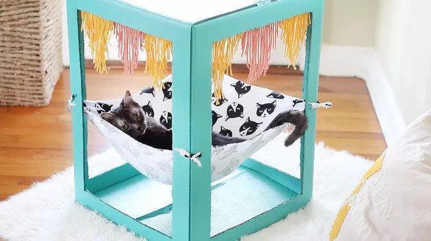 8. DIY Cat Hammock From Cardboard