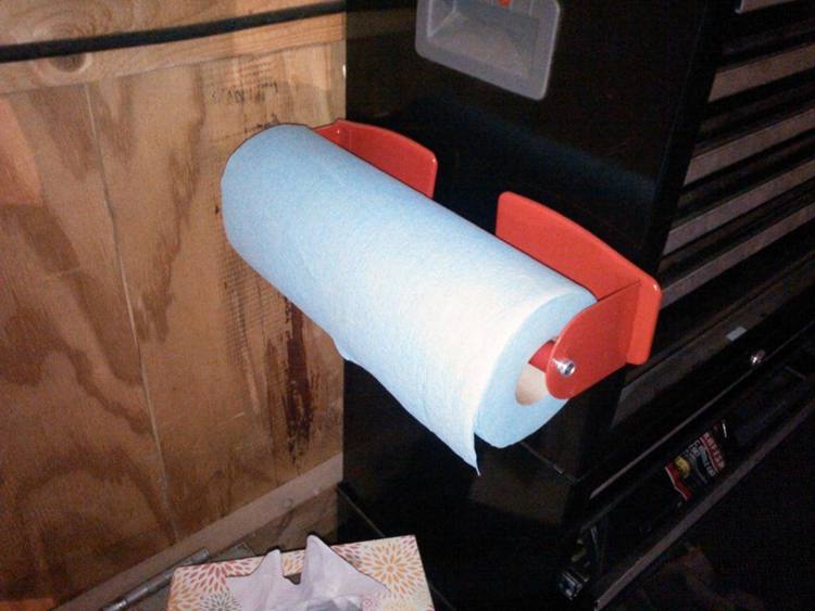 Sew Many Ways: DIY Under Sink Paper Towel Holder…2 Hooks and Ribbon!