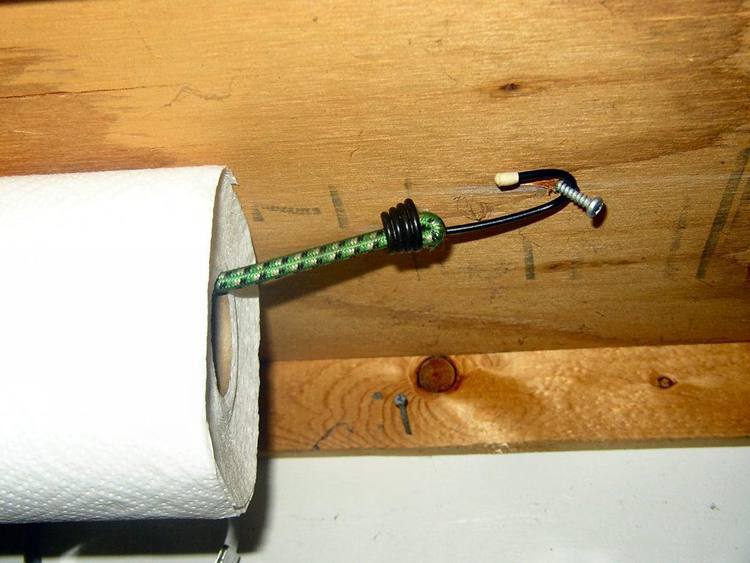 12. DIY Bungee Paper Towel Holder