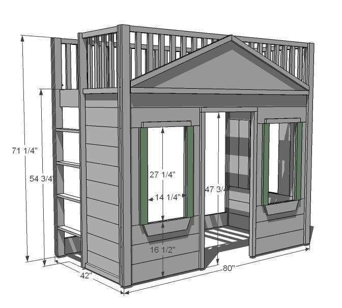 32. DIY Little Cottage Loft Bed