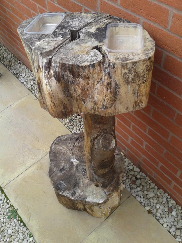 4. DIY Log Bird Bath