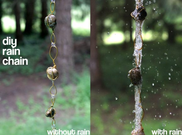 6. DIY Rain Chain From Wire-Wrapped Rock