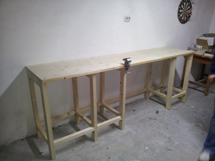 6. Garage Wood Workbench DIY