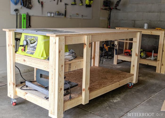 13. DIY Mobile Workbench With Table Saw