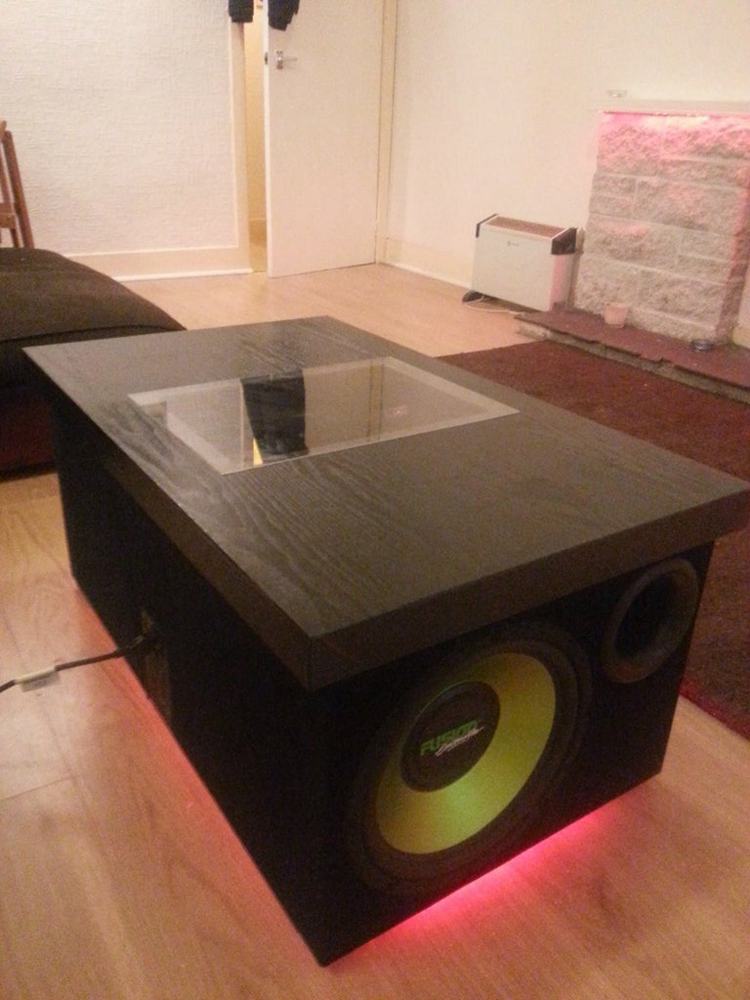19. DIY Subwoofer Coffee Table