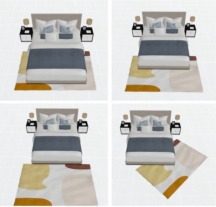 What Size Rug Is Right For Queen Bed, How Big Should An Area Rug Be Under A Queen Bed