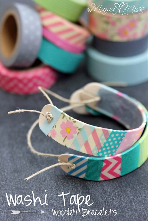 Washi Tape Wooden Bracelets
