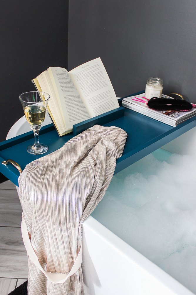 14. DIY Bathtub Tray With Book Holder