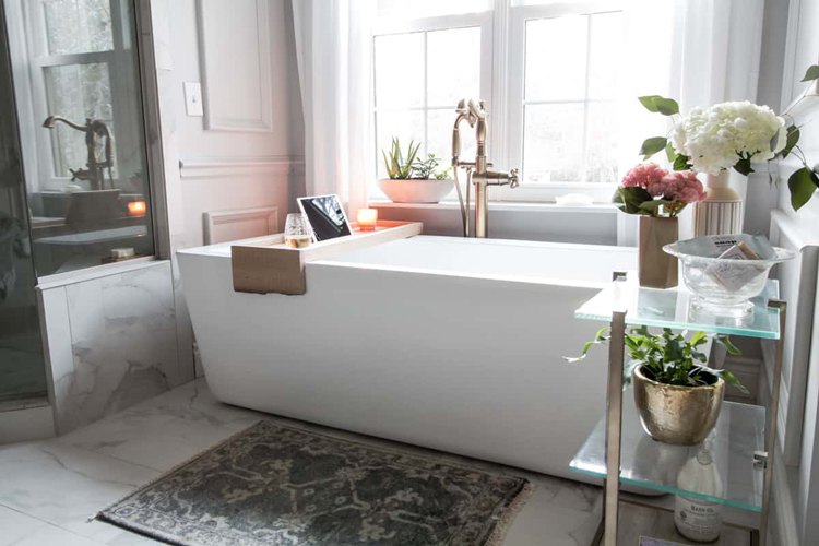 22. DIY Bathtub Tray With Reclaimed Wood