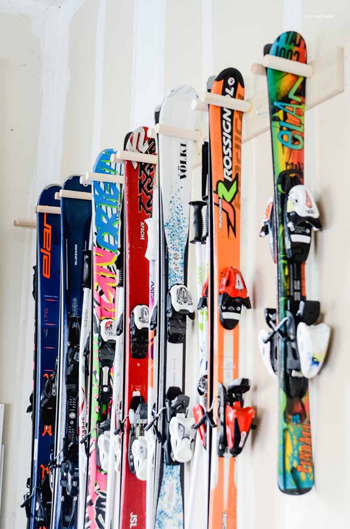 14. Easy DIY Storage Rack For Ski