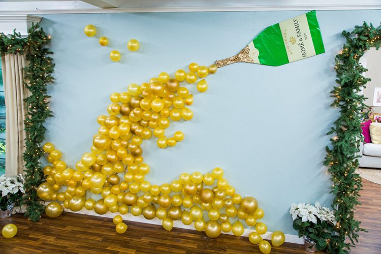 15. DIY Champagne Balloon Wall Decor