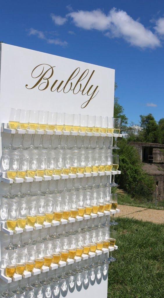 21. Wedding Champagne Wall Idea