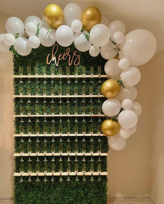 24. Champagne Wall With Balloons