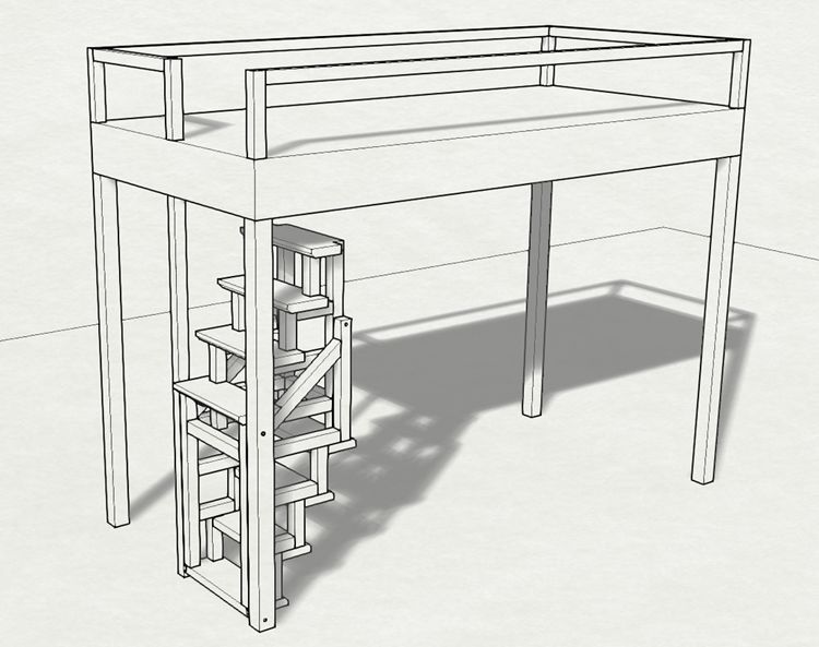 7. Bunk Bed Foldable Wood Stair