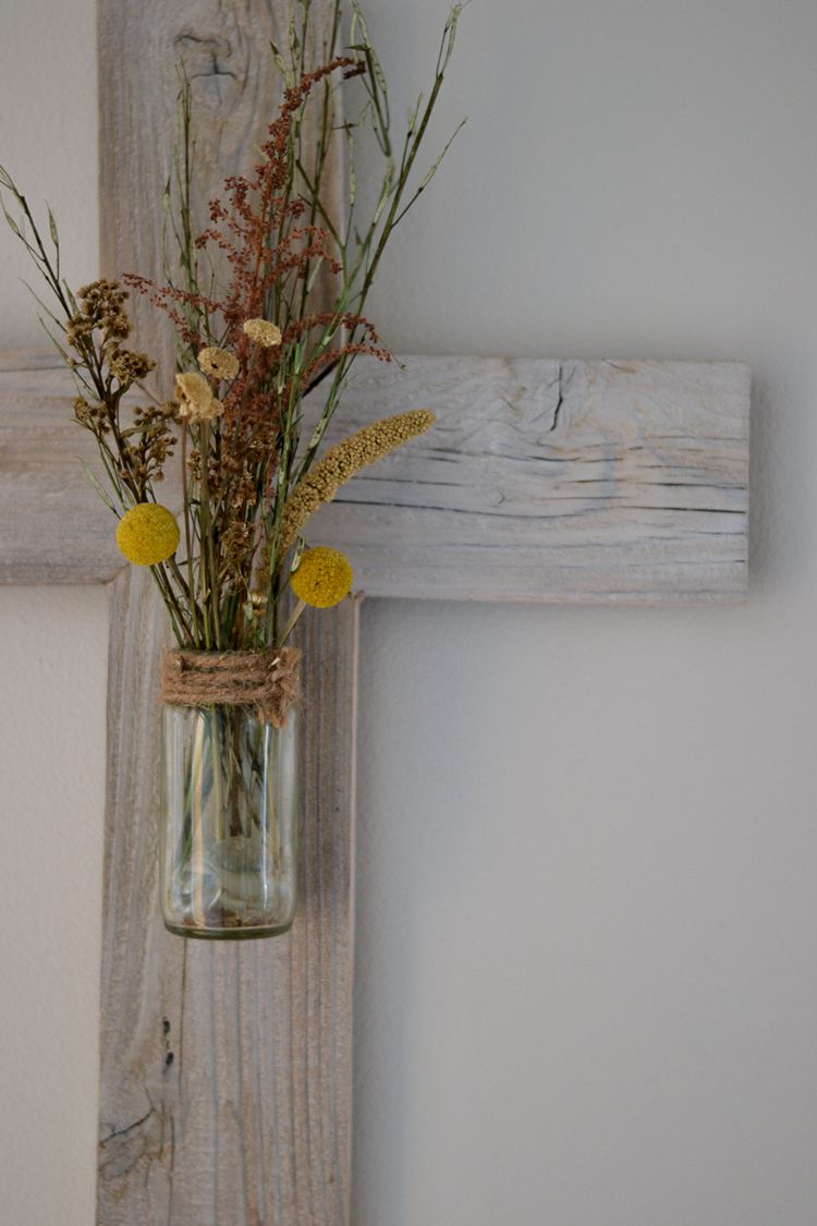 16. Rustic Whitewashed Wooden Cross