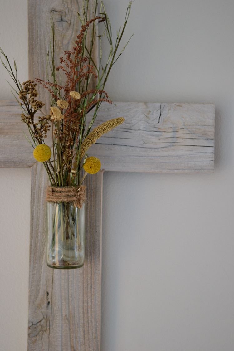 16. Rustic Whitewashed Wooden Cross