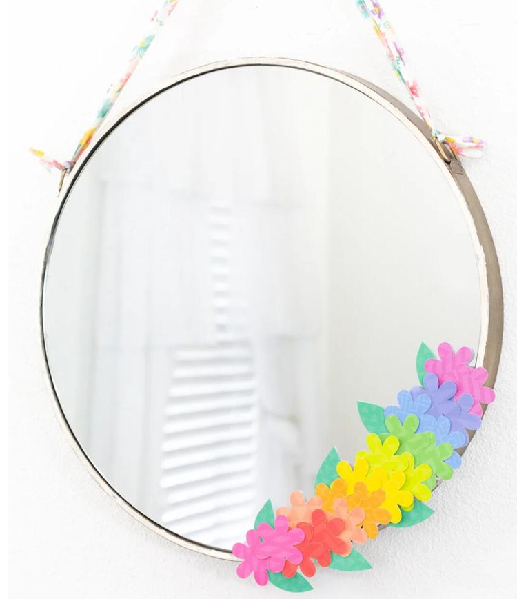 18. Flower Mirror Craft For Spring