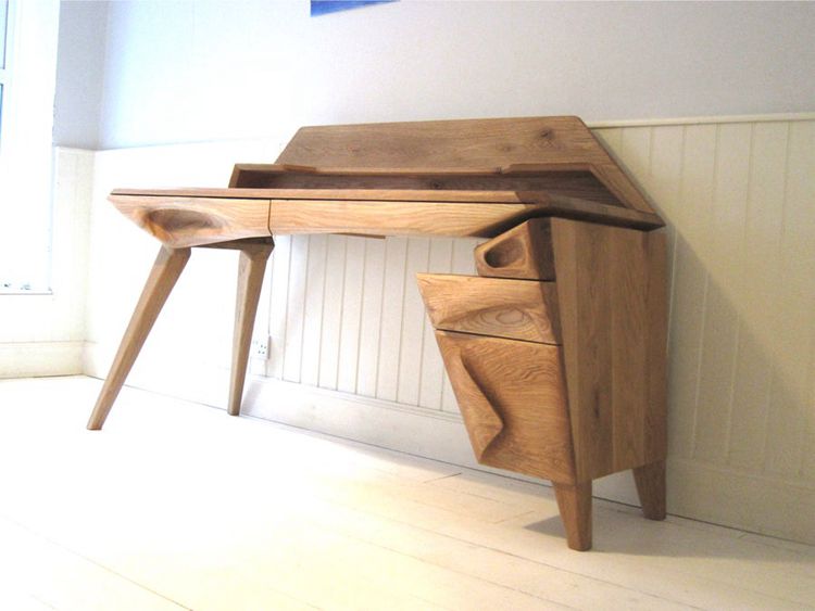 13. Sculpted Oak Desk