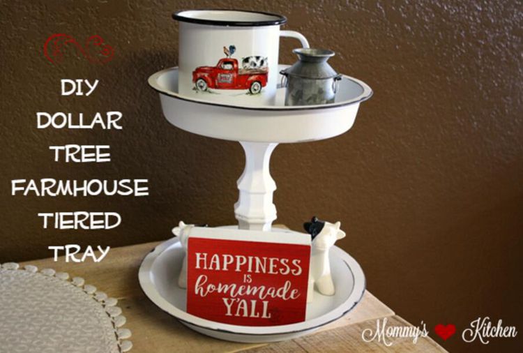 16. DIY Dollar Tree Farmhouse Tiered Tray