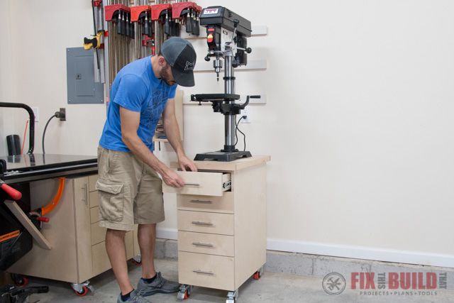 2. DIY Drill Press Stand With Storage