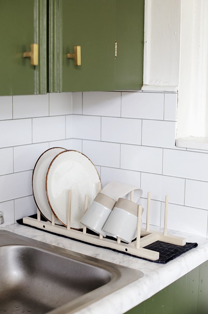 DIY Over-the-Sink Pine Shelf & Self-Draining Dish Rack 