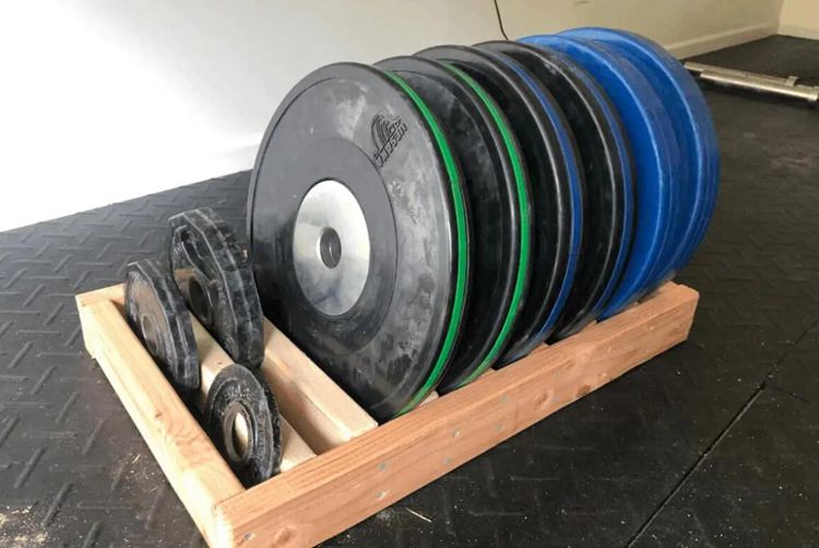 5. DIY Horizontal Bumper Plate Storage