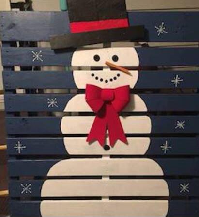 102. Pallet Painted Snowman