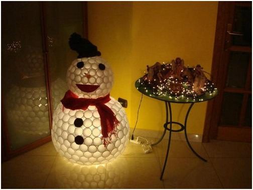 119. Lighted Plastic Cup Snowman