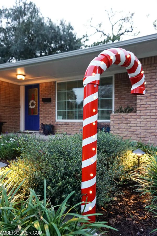 21. Lighted PVC Candy Cane