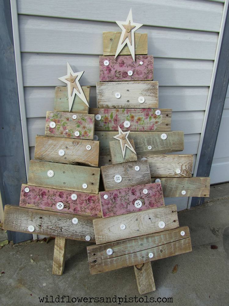 58. Wooden Pallet Tree With Buttons