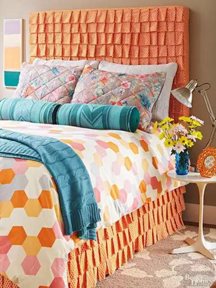 1. Ruffled Fabric as Headboard